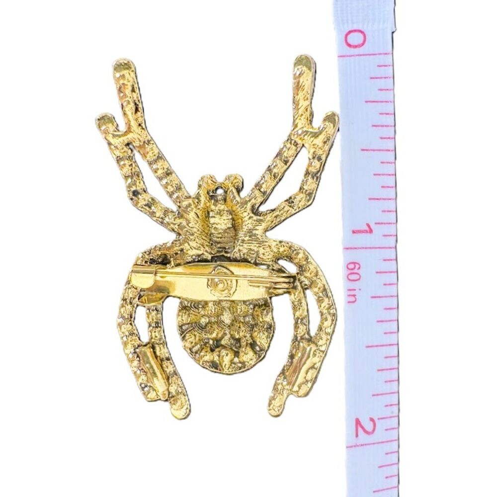 Rhinestone Red Spider Brooch Pin – Halloween Jewelry – 2"